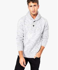 pull chine pour homme avec col chale beige7762701_1