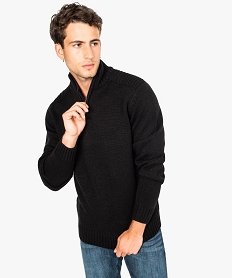 pull uni a col montant zippe noir pulls7763701_1