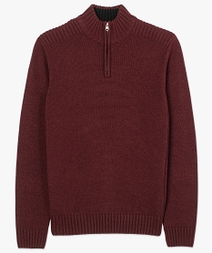 pull uni a col montant zippe rouge pulls7763801_4