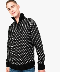 pull a motif avec col montant zippe noir7764301_1