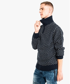 pull a motif avec col montant zippe bleu pulls7764401_1