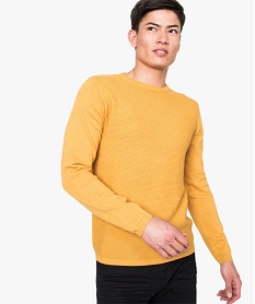 pull a manches longues en cotes 11 sur le devant jaune pulls7765301_1