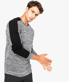 GEMO Tee-shirt en maille fine chinée avec épaules et manches texturées gris standard