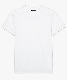 tee-shirt uni a manches courtes texturees blanc7766601_4