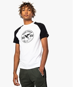 GEMO Tee-shirt homme bicolore à manches raglan courtes - Kwell by Soprano blanc chine