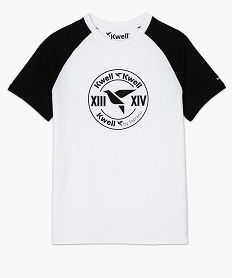 tee-shirt homme bicolore a manches raglan courtes - kwell by soprano blanc tee-shirts7766801_4