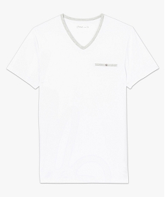 tee-shirt col v a details contrastants blanc tee-shirts7767401_4