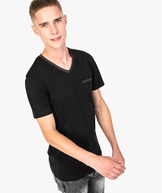 tee-shirt col v a details contrastants noir7767701_1