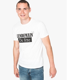 GEMO Tee-shirt manches courtes imprimé message Blanc