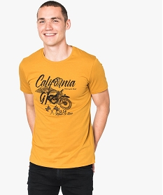GEMO Tee-shirt uni à manches courtes imprimé à lavant Orange