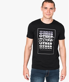 GEMO Tee-shirt imprimé typographie à manches courtes noir standard