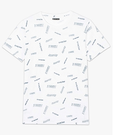 tee-shirt imprime typographie a manches courtes blanc7770001_4