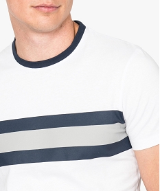 tee-shirt a manches courtes avec bande bicolores sur lavant blanc7770201_2