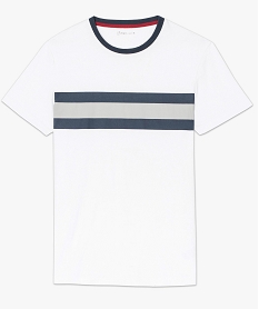 tee-shirt a manches courtes avec bande bicolores sur lavant blanc tee-shirts7770201_4