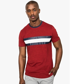 GEMO Tee-shirt à manches courtes avec bande bicolores sur lavant rouge vif