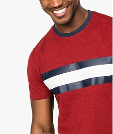 tee-shirt a manches courtes avec bande bicolores sur lavant rouge7770301_2