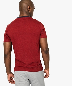 tee-shirt a manches courtes avec bande bicolores sur lavant rouge7770301_3