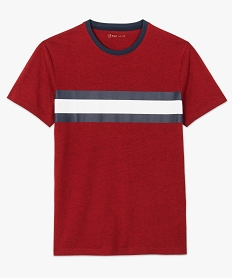 tee-shirt a manches courtes avec bande bicolores sur lavant rouge7770301_4