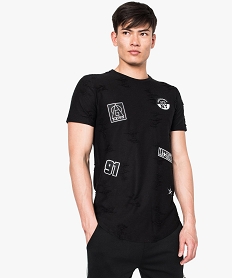 tee-shirt a patchs effet destroy noir7770701_1