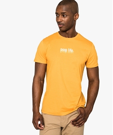 tee-shirt a manches courtes avec inscription sur lavant jaune7770801_1