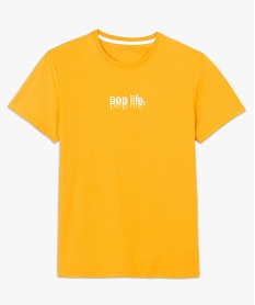 tee-shirt a manches courtes avec inscription sur lavant jaune7770801_4