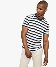 GEMO Tee-shirt à manches courtes rayé gris standard