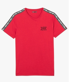 tee-shirt a manches courtes avec ruban message aux epaules rouge7771301_4