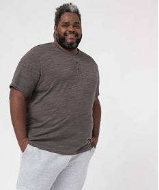 GEMO Tee-shirt homme grande taille avec col tunisien gris standard