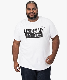 GEMO Tee-shirt à message avec manches courtes blanc standard