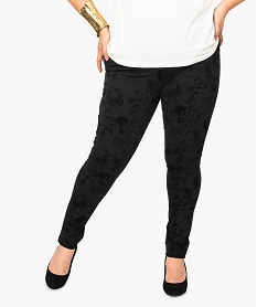 GEMO Legging femme avec motifs appliqués en velours Noir