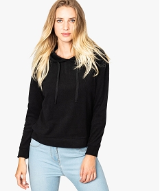 GEMO Sweat à capuche en maille polaire Noir