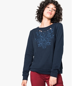 GEMO Sweat à plastron brodé Bleu