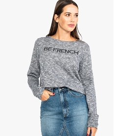 GEMO Sweat pailleté avec message sur lavant Bleu