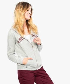 GEMO Sweat femme zippé à capuche et motif 9168