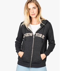 GEMO Sweat femme zippé à capuche et motif Orange