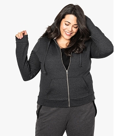 GEMO Sweat zippé à capuche pour femme Gris