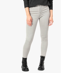 GEMO Jean femme skinny push-up uni Gris