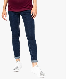 GEMO Jean de grossesse slim 4 poches avec bandeau jersey Bleu