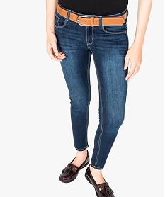 GEMO Jean skinny 78e avec ceinture Bleu