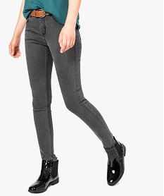 GEMO Jean skinny 78e avec ceinture Gris