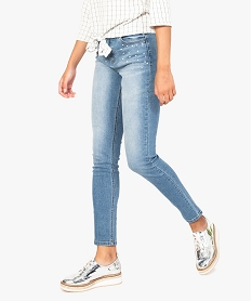 GEMO Jean slim avec perles brodées sur lavant pour femme Gris