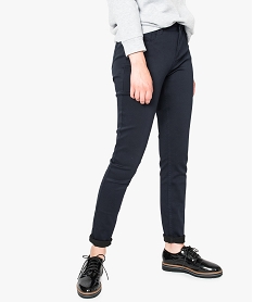 pantalon slim uni 5 poches matiere stretch bleu7785401_1