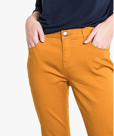 pantalon slim uni 5 poches matiere stretch jaune7785601_2