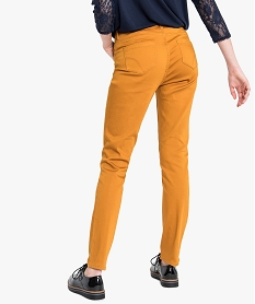 pantalon slim uni 5 poches matiere stretch jaune7785601_3