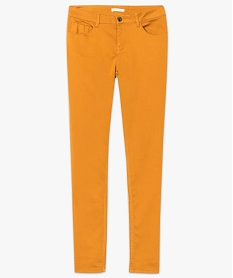 pantalon slim uni 5 poches matiere stretch jaune pantalons7785601_4