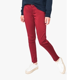 pantalon slim uni 5 poches matiere stretch rouge pantalons7785701_1