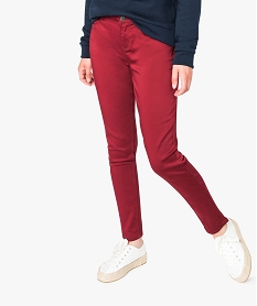 pantalon slim uni 5 poches matiere stretch rouge7785701_1