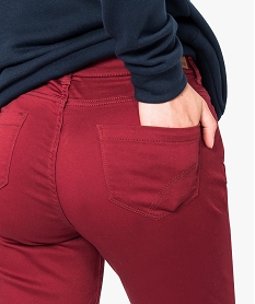 pantalon slim uni 5 poches matiere stretch rouge7785701_2