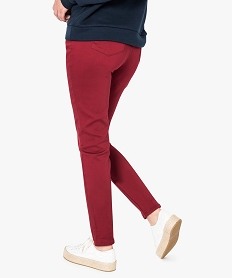 pantalon slim uni 5 poches matiere stretch rouge pantalons7785701_3