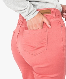 pantalon slim uni 5 poches matiere stretch rose pantalons7785801_2